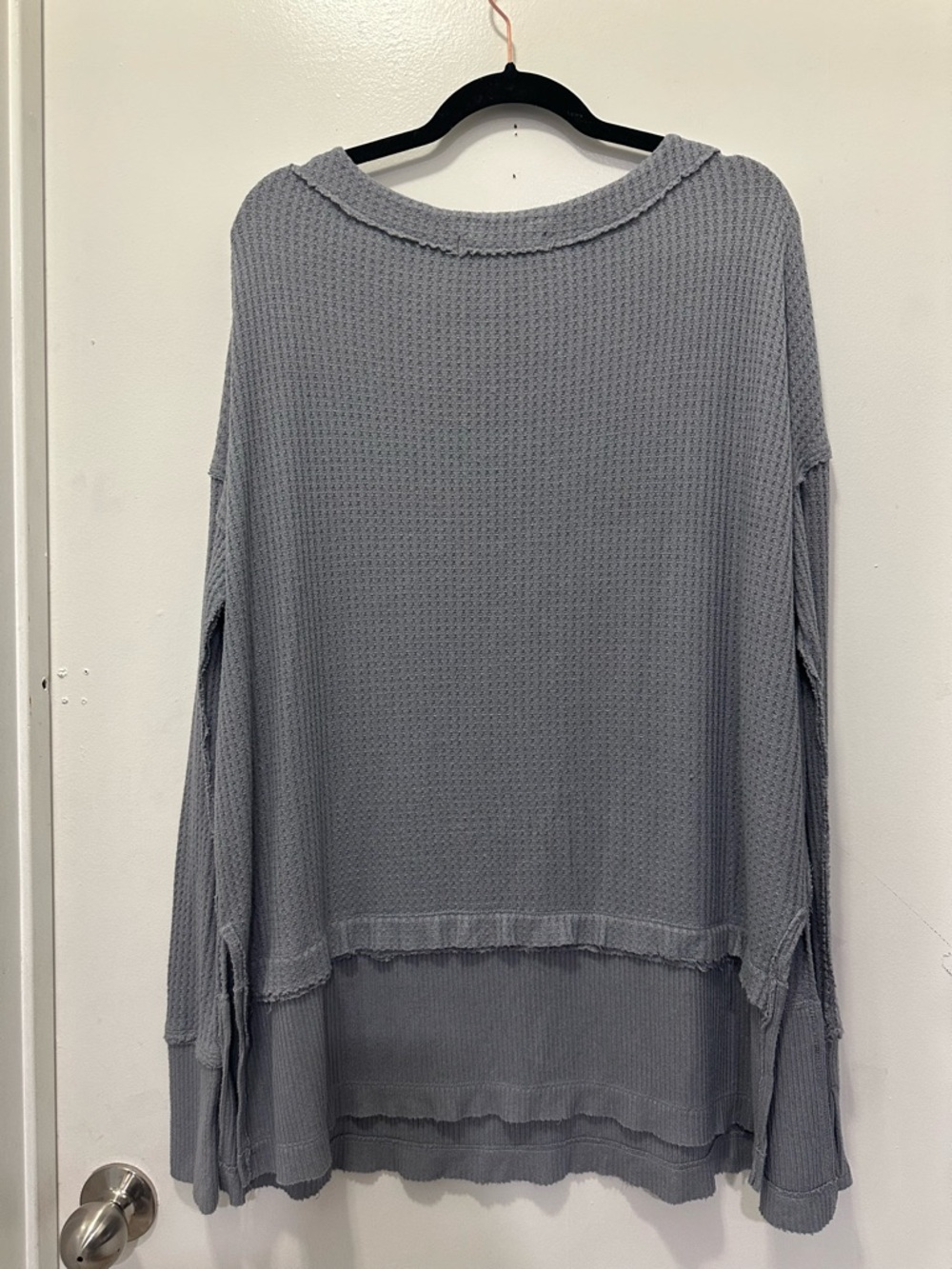 We The Free North Shore Thermal Waffle Tunic Gray Knit Top - Picture 7 of 8